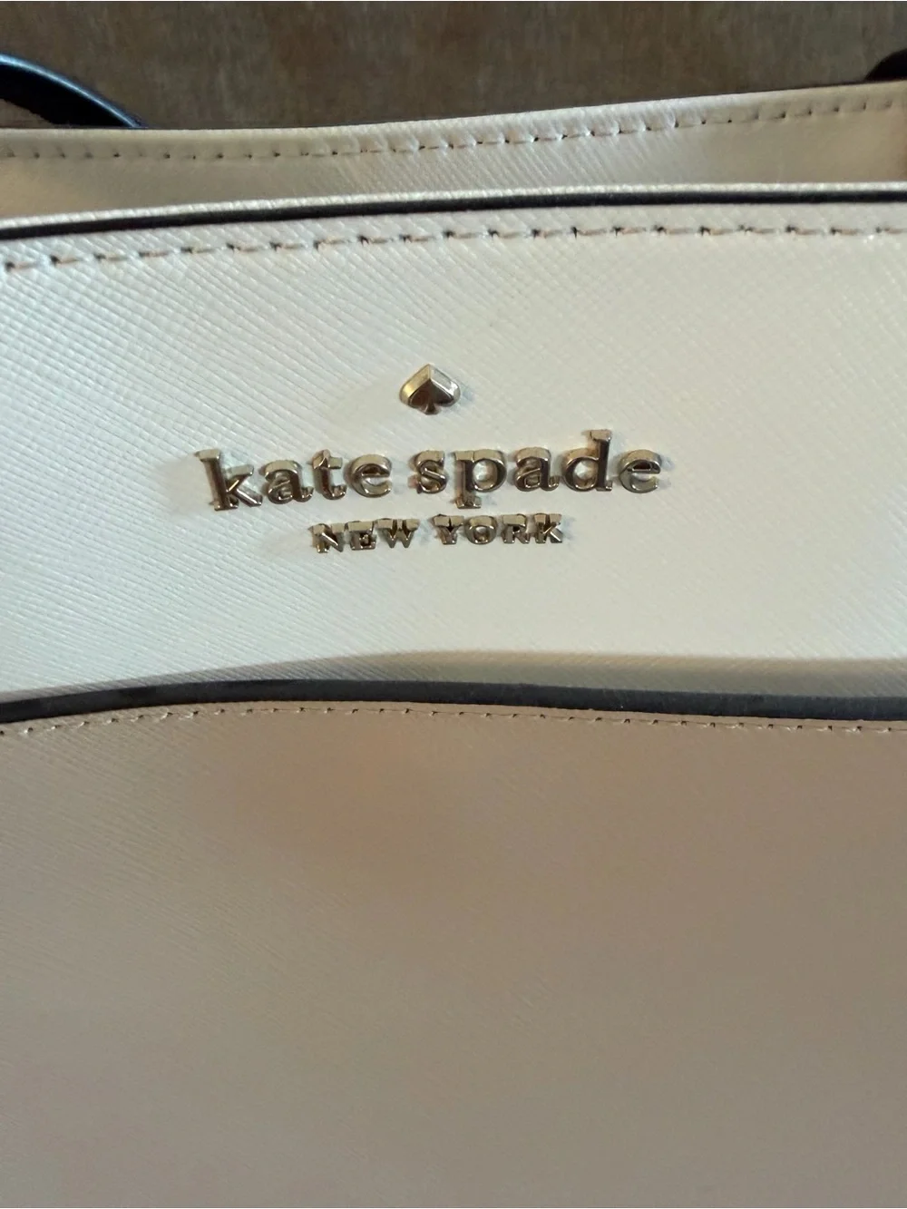 kate spade cream/tan tote with black trim